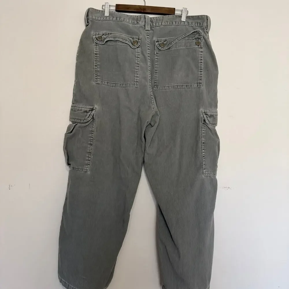 Vintage Levi's Silvertab 90s Y2K Corduroy Cargo‎ Pants Loose Grunge Size 38/30
